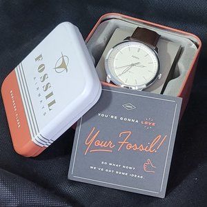 Fossil Minimalist Brown Leather Watch